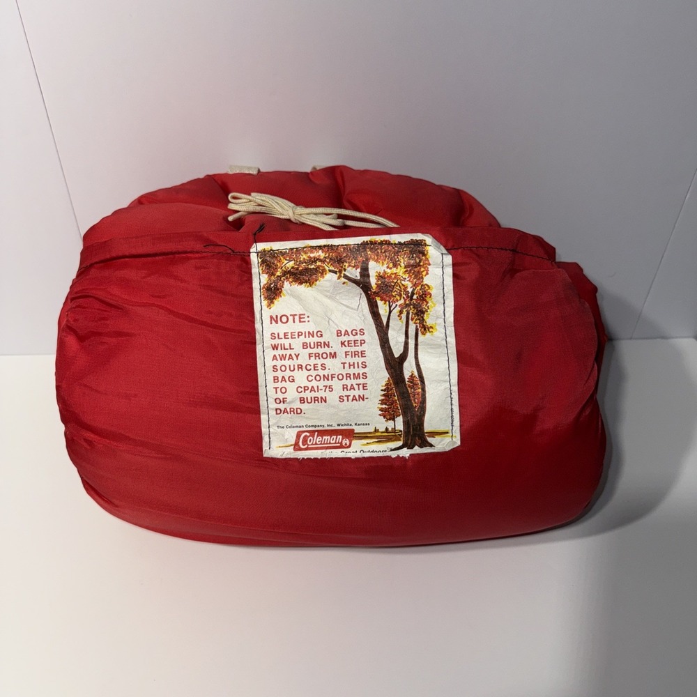 Vintage Coleman Red Sleeping Bag Camping Outdoor Gear USA Made